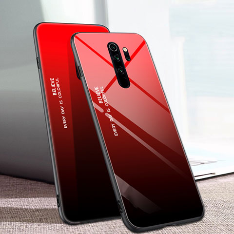 Silikon Schutzhülle Rahmen Tasche Hülle Spiegel Farbverlauf Regenbogen für Xiaomi Redmi Note 8 Pro Rot