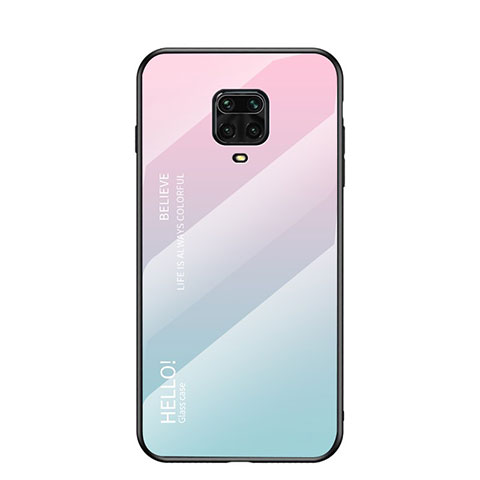 Silikon Schutzhülle Rahmen Tasche Hülle Spiegel Farbverlauf Regenbogen für Xiaomi Redmi Note 9 Pro Cyan