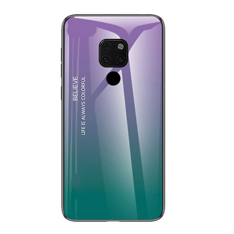 Silikon Schutzhülle Rahmen Tasche Hülle Spiegel Farbverlauf Regenbogen H01 für Huawei Mate 20 X 5G Violett