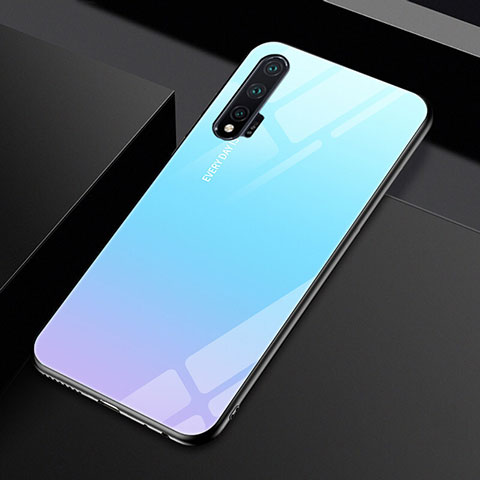 Silikon Schutzhülle Rahmen Tasche Hülle Spiegel Farbverlauf Regenbogen H01 für Huawei Nova 6 5G Hellblau