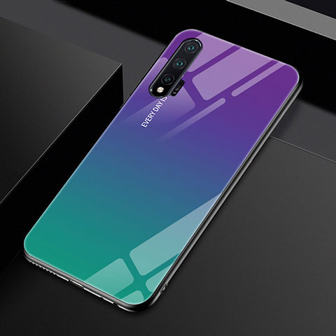 Silikon Schutzhülle Rahmen Tasche Hülle Spiegel Farbverlauf Regenbogen H01 für Huawei Nova 6 5G Violett