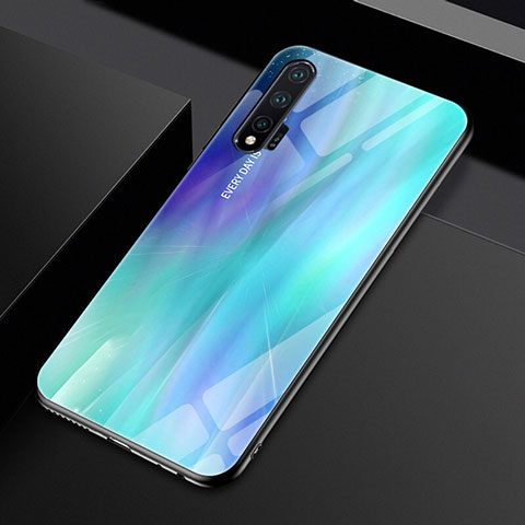 Silikon Schutzhülle Rahmen Tasche Hülle Spiegel Farbverlauf Regenbogen H01 für Huawei Nova 6 Cyan