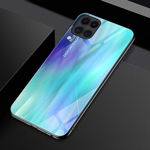 Silikon Schutzhülle Rahmen Tasche Hülle Spiegel Farbverlauf Regenbogen H01 für Huawei Nova 6 SE Cyan