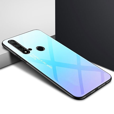 Silikon Schutzhülle Rahmen Tasche Hülle Spiegel Farbverlauf Regenbogen H01 für Huawei P20 Lite (2019) Hellblau