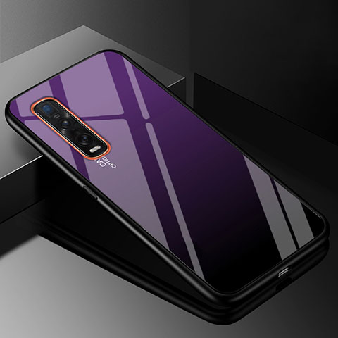 Silikon Schutzhülle Rahmen Tasche Hülle Spiegel Farbverlauf Regenbogen H01 für Oppo Find X2 Pro Violett