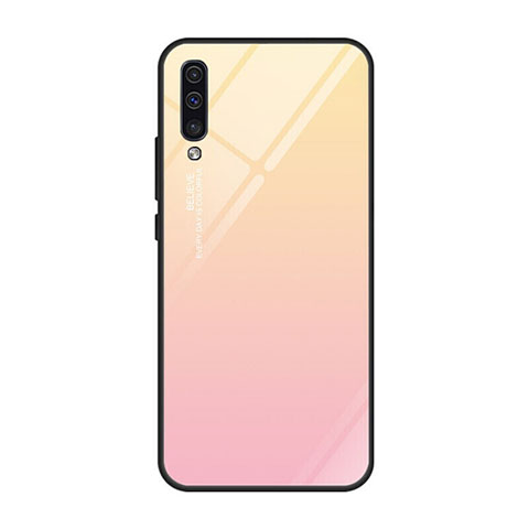 Silikon Schutzhülle Rahmen Tasche Hülle Spiegel Farbverlauf Regenbogen H01 für Samsung Galaxy A70 Rosegold