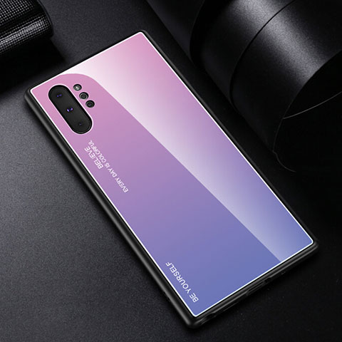 Silikon Schutzhülle Rahmen Tasche Hülle Spiegel Farbverlauf Regenbogen H01 für Samsung Galaxy Note 10 Plus Violett