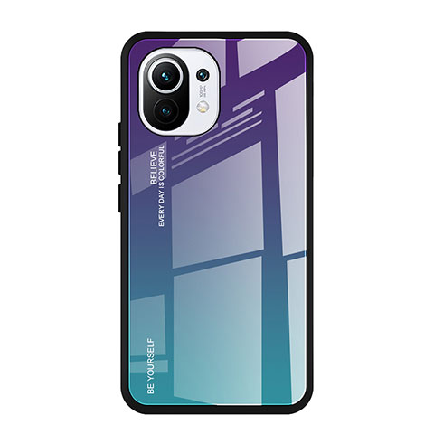 Silikon Schutzhülle Rahmen Tasche Hülle Spiegel Farbverlauf Regenbogen H01 für Xiaomi Mi 11 Lite 5G NE Plusfarbig