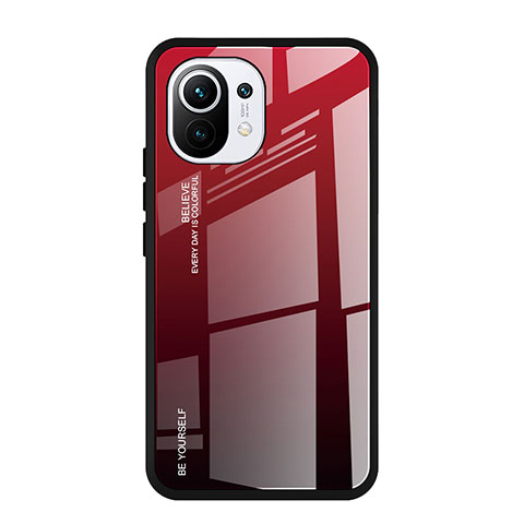 Silikon Schutzhülle Rahmen Tasche Hülle Spiegel Farbverlauf Regenbogen H01 für Xiaomi Mi 11 Lite 5G NE Rot