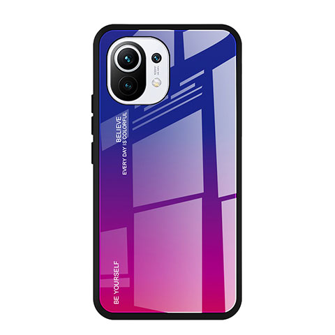 Silikon Schutzhülle Rahmen Tasche Hülle Spiegel Farbverlauf Regenbogen H01 für Xiaomi Mi 11 Lite 5G Pink