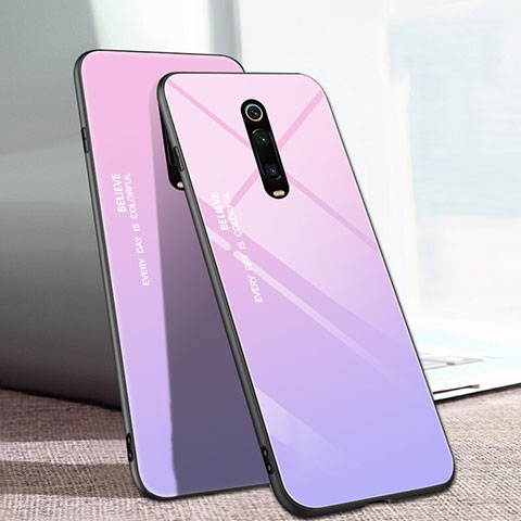 Silikon Schutzhülle Rahmen Tasche Hülle Spiegel Farbverlauf Regenbogen H01 für Xiaomi Mi 9T Pro Rosa