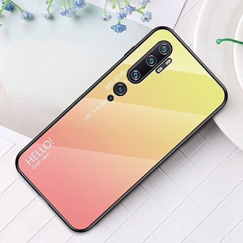 Silikon Schutzhülle Rahmen Tasche Hülle Spiegel Farbverlauf Regenbogen H01 für Xiaomi Mi Note 10 Gelb