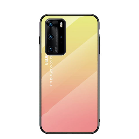 Silikon Schutzhülle Rahmen Tasche Hülle Spiegel Farbverlauf Regenbogen H02 für Huawei P40 Pro Gelb