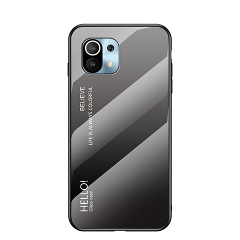 Silikon Schutzhülle Rahmen Tasche Hülle Spiegel Farbverlauf Regenbogen H02 für Xiaomi Mi 11 Lite 5G Grau