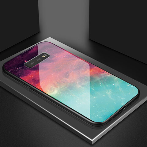 Silikon Schutzhülle Rahmen Tasche Hülle Spiegel Farbverlauf Regenbogen H03 für Samsung Galaxy S10e Rot