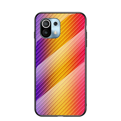 Silikon Schutzhülle Rahmen Tasche Hülle Spiegel Farbverlauf Regenbogen H03 für Xiaomi Mi 11 Lite 5G Gelb