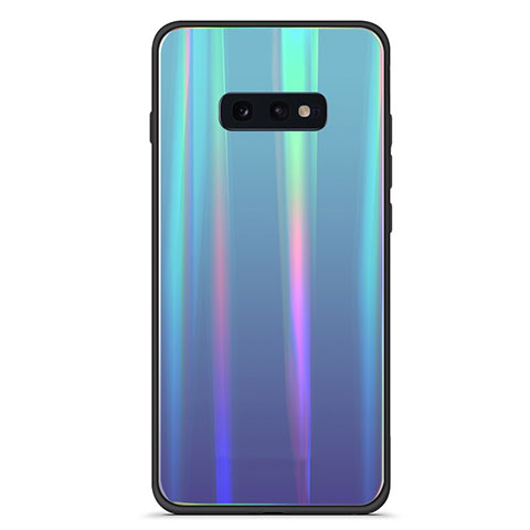 Silikon Schutzhülle Rahmen Tasche Hülle Spiegel Farbverlauf Regenbogen H04 für Samsung Galaxy S10e Cyan