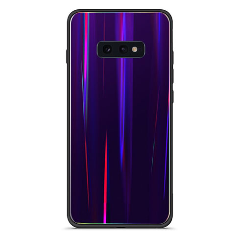 Silikon Schutzhülle Rahmen Tasche Hülle Spiegel Farbverlauf Regenbogen H04 für Samsung Galaxy S10e Violett