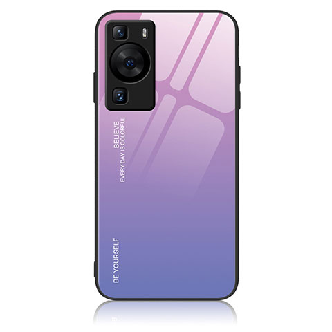 Silikon Schutzhülle Rahmen Tasche Hülle Spiegel Farbverlauf Regenbogen JM2 für Huawei P60 Pro Helles Lila