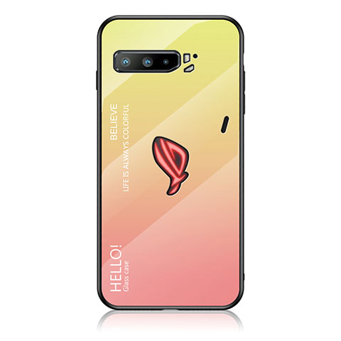 Silikon Schutzhülle Rahmen Tasche Hülle Spiegel Farbverlauf Regenbogen LS1 für Asus ROG Phone 3 Gelb