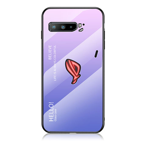 Silikon Schutzhülle Rahmen Tasche Hülle Spiegel Farbverlauf Regenbogen LS1 für Asus ROG Phone 3 Helles Lila