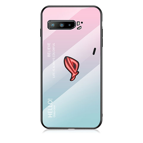 Silikon Schutzhülle Rahmen Tasche Hülle Spiegel Farbverlauf Regenbogen LS1 für Asus ROG Phone 3 Strix ZS661KS Cyan