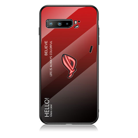 Silikon Schutzhülle Rahmen Tasche Hülle Spiegel Farbverlauf Regenbogen LS1 für Asus ROG Phone 3 Strix ZS661KS Rot