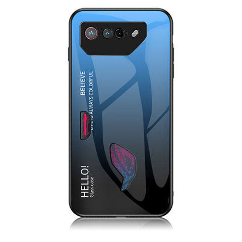 Silikon Schutzhülle Rahmen Tasche Hülle Spiegel Farbverlauf Regenbogen LS1 für Asus ROG Phone 7 Blau