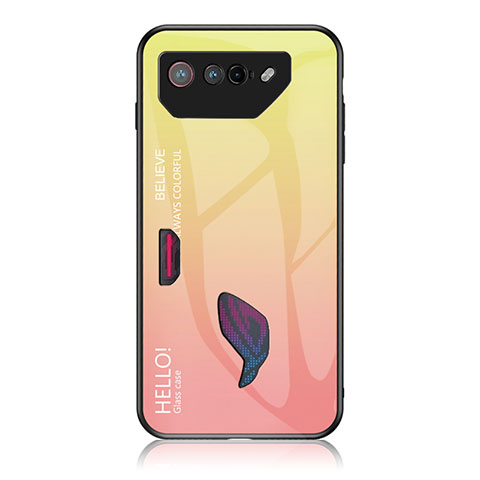 Silikon Schutzhülle Rahmen Tasche Hülle Spiegel Farbverlauf Regenbogen LS1 für Asus ROG Phone 7 Pro Gelb