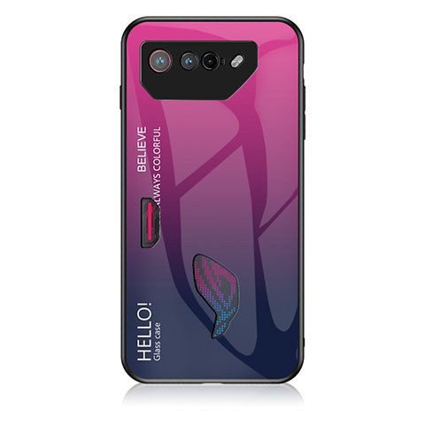 Silikon Schutzhülle Rahmen Tasche Hülle Spiegel Farbverlauf Regenbogen LS1 für Asus ROG Phone 7 Ultimate Pink