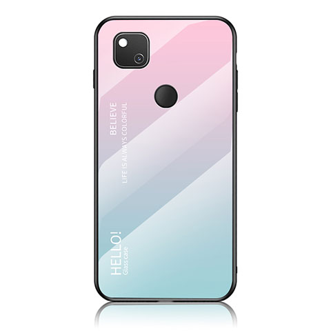 Silikon Schutzhülle Rahmen Tasche Hülle Spiegel Farbverlauf Regenbogen LS1 für Google Pixel 4a Cyan