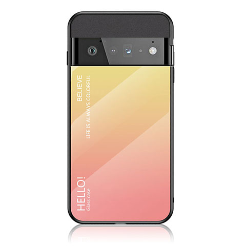 Silikon Schutzhülle Rahmen Tasche Hülle Spiegel Farbverlauf Regenbogen LS1 für Google Pixel 6 Pro 5G Gelb