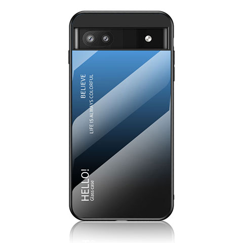 Silikon Schutzhülle Rahmen Tasche Hülle Spiegel Farbverlauf Regenbogen LS1 für Google Pixel 6a 5G Blau