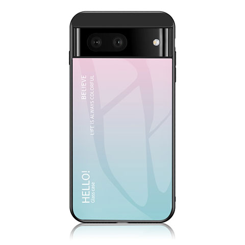 Silikon Schutzhülle Rahmen Tasche Hülle Spiegel Farbverlauf Regenbogen LS1 für Google Pixel 7 5G Cyan