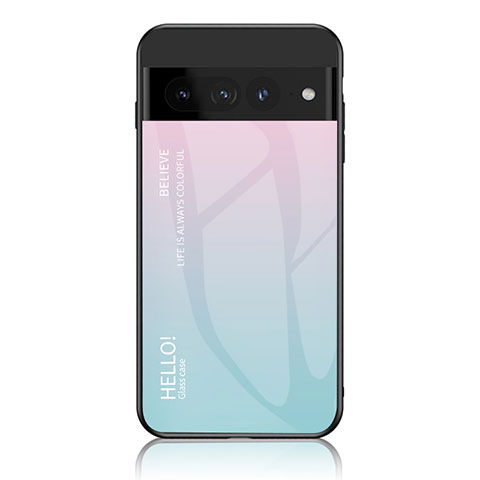 Silikon Schutzhülle Rahmen Tasche Hülle Spiegel Farbverlauf Regenbogen LS1 für Google Pixel 7 Pro 5G Cyan