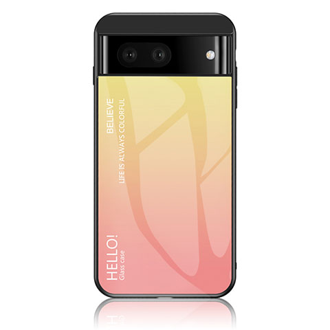 Silikon Schutzhülle Rahmen Tasche Hülle Spiegel Farbverlauf Regenbogen LS1 für Google Pixel 7a 5G Gelb
