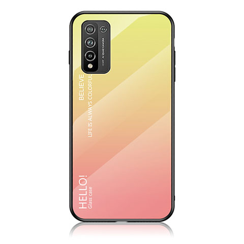 Silikon Schutzhülle Rahmen Tasche Hülle Spiegel Farbverlauf Regenbogen LS1 für Huawei Honor 10X Lite Gelb