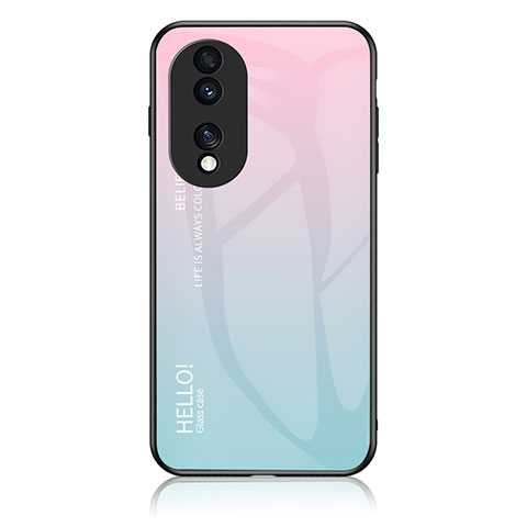 Silikon Schutzhülle Rahmen Tasche Hülle Spiegel Farbverlauf Regenbogen LS1 für Huawei Honor 70 5G Cyan