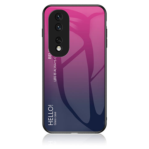 Silikon Schutzhülle Rahmen Tasche Hülle Spiegel Farbverlauf Regenbogen LS1 für Huawei Honor 80 Pro 5G Pink