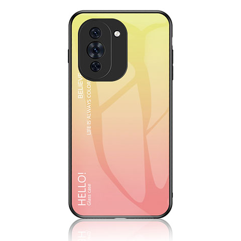 Silikon Schutzhülle Rahmen Tasche Hülle Spiegel Farbverlauf Regenbogen LS1 für Huawei Nova 10 Gelb