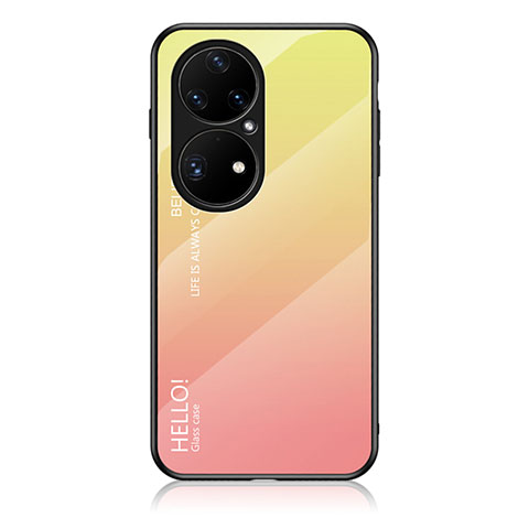 Silikon Schutzhülle Rahmen Tasche Hülle Spiegel Farbverlauf Regenbogen LS1 für Huawei P50 Pro Gelb