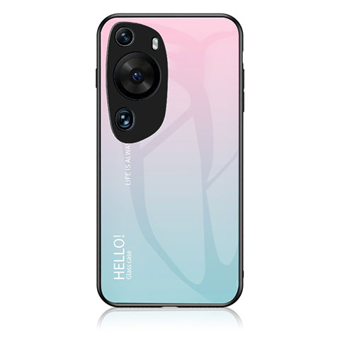 Silikon Schutzhülle Rahmen Tasche Hülle Spiegel Farbverlauf Regenbogen LS1 für Huawei P60 Art Cyan