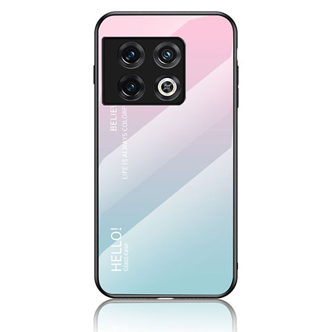 Silikon Schutzhülle Rahmen Tasche Hülle Spiegel Farbverlauf Regenbogen LS1 für OnePlus 10 Pro 5G Cyan