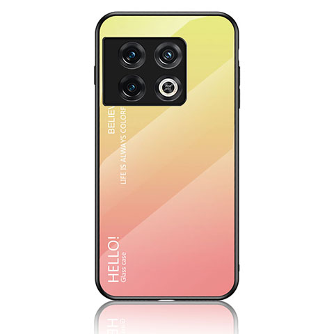 Silikon Schutzhülle Rahmen Tasche Hülle Spiegel Farbverlauf Regenbogen LS1 für OnePlus 10 Pro 5G Gelb