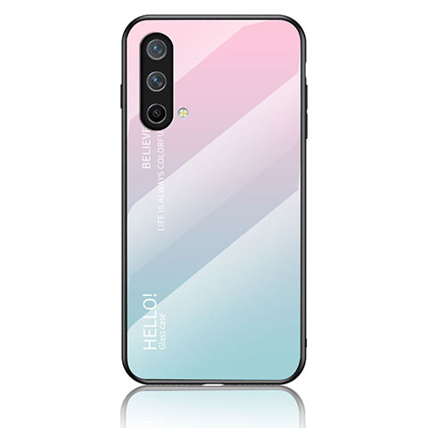 Silikon Schutzhülle Rahmen Tasche Hülle Spiegel Farbverlauf Regenbogen LS1 für OnePlus Nord CE 5G Cyan