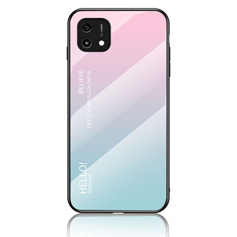 Silikon Schutzhülle Rahmen Tasche Hülle Spiegel Farbverlauf Regenbogen LS1 für Oppo A16e Cyan