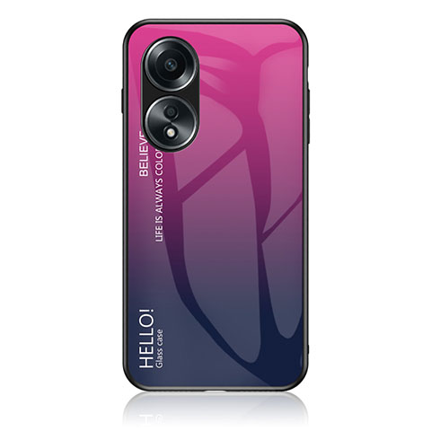 Silikon Schutzhülle Rahmen Tasche Hülle Spiegel Farbverlauf Regenbogen LS1 für Oppo A18 Pink