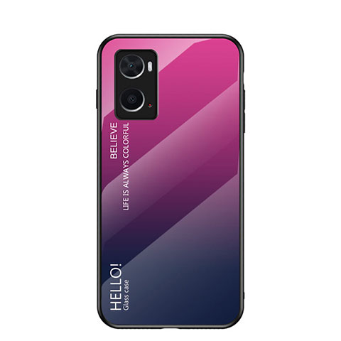 Silikon Schutzhülle Rahmen Tasche Hülle Spiegel Farbverlauf Regenbogen LS1 für Oppo A36 Pink