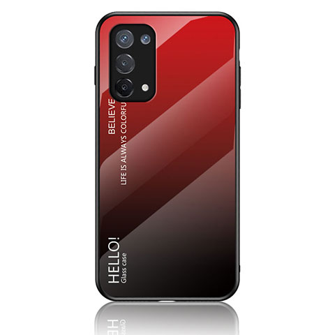 Silikon Schutzhülle Rahmen Tasche Hülle Spiegel Farbverlauf Regenbogen LS1 für Oppo A54 5G Rot