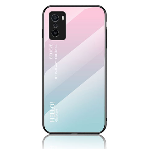 Silikon Schutzhülle Rahmen Tasche Hülle Spiegel Farbverlauf Regenbogen LS1 für Oppo A55S 5G Cyan